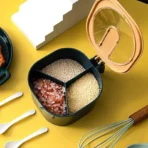 Multi Storage 4 Section Kitchen Spices Lid Box With Spoons pice Storage Spice Containers with Serving Spoons Spices Storage Box