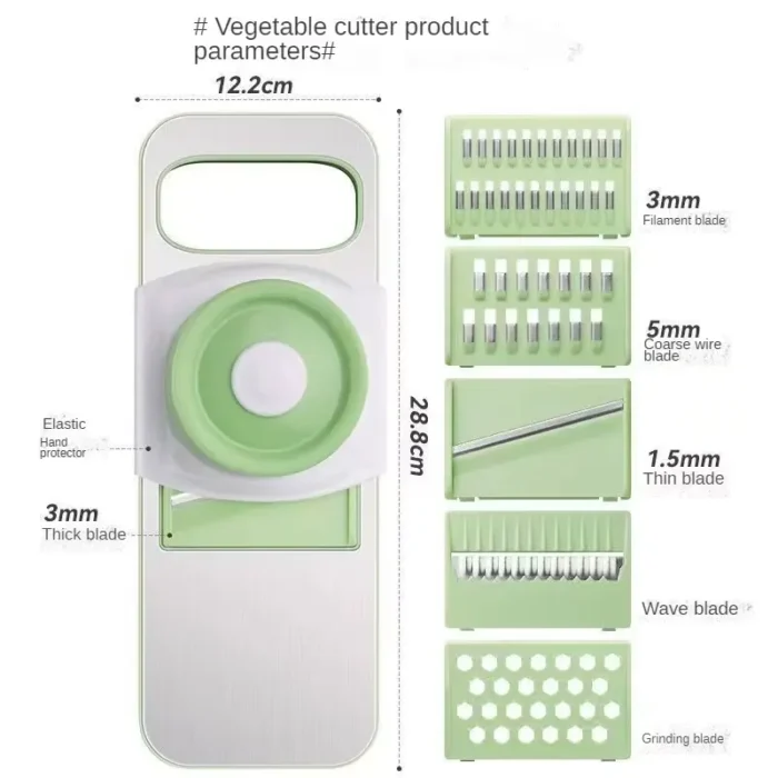 5-in-1 Multifunctional High-Quality Vegetable & Fruit Slicer With Five Changeable Blades Hand Protector Made Slicing Effortless Kitchen Gadget Manual Vegetable Slicer Cutter Potato Shredders Garlic Carrot Grater Chopper Salad Cutter - Simple And Easy Use.