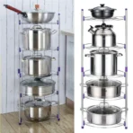 Organize Your Cookware With The 5 Level Kitchen Pots And Pan Rack Organizers- Keep Your Kitchen Clutter-Free And Your Cookware Easily Accessible