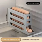 Rolling Egg Holder for Refrigerator, Automatic 24 Grid 2 Layer Egg Dispenser,Egg Organizer Container