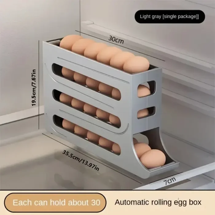 Rolling Egg Holder for Refrigerator, Automatic 24 Grid 2 Layer Egg Dispenser,Egg Organizer Container