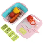 DLD Kitchen 9-in-1 Multifunctional Cutting Boards for Kitchen-Collapsible Chopping Board Space Saver-Fruit & Vegetable Slicer Kit-Drain Basket