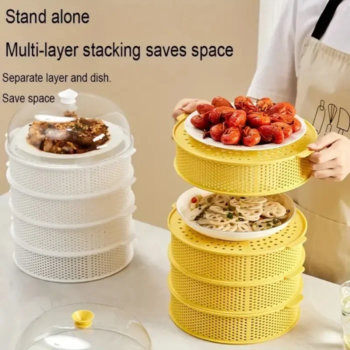 5 Layer Food Insulation Covers Transparent Stackable Dustproof Leftovers Food Storage Box Container Kitchen Organization_Prime Mall