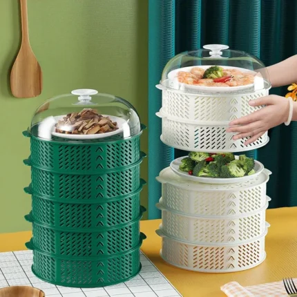 5 Layer Food Insulation Covers Transparent Stackable Dustproof Leftovers Food Storage Box Container Kitchen Organization_Prime Mall