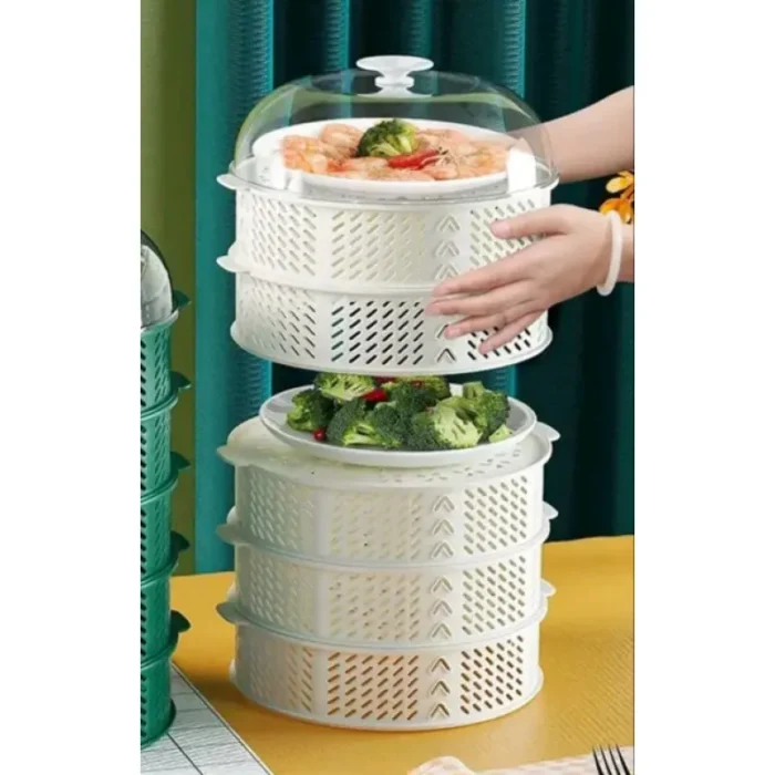 5 Layer Food Insulation Covers Transparent Stackable Dustproof Leftovers Food Storage Box Container Kitchen Organization_Prime Mall