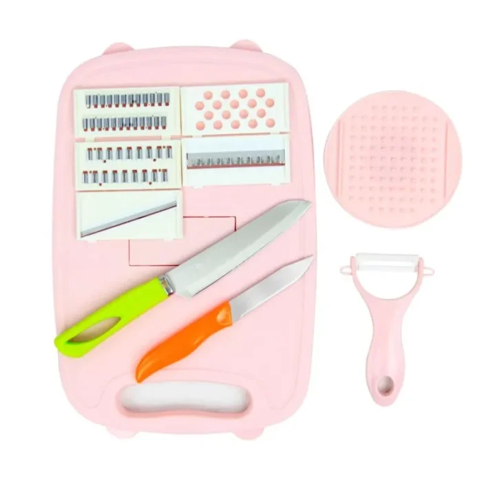 DLD Kitchen 9-in-1 Multifunctional Cutting Boards for Kitchen-Collapsible Chopping Board Space Saver-Fruit & Vegetable Slicer Kit-Drain Basket