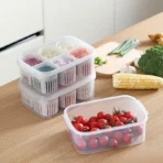 Refrigerator Storage Box Fridge Organizer Fresh Vegetable Fruit Boxes Drain Basket Storage Containers Kitchen Organizer