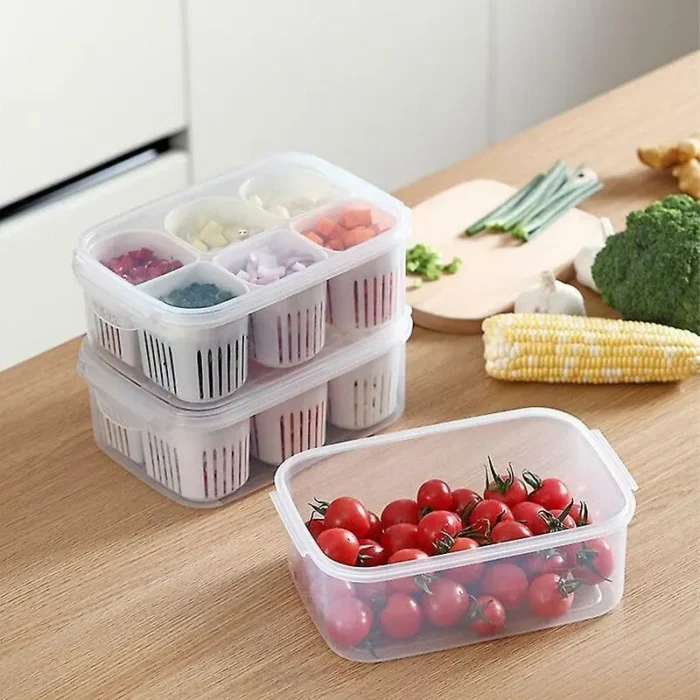 Refrigerator Storage Box Fridge Organizer Fresh Vegetable Fruit Boxes Drain Basket Storage Containers Kitchen Organizer
