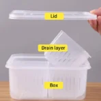 Refrigerator Storage Box Fridge Organizer Fresh Vegetable Fruit Boxes Drain Basket Storage Containers Kitchen Organizer