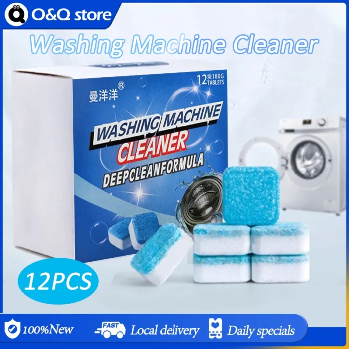 Washing Machine Cleaner 24 Tablets - Deep Cleaning Descaler Pods For HE Front Loader & Top Load Washer, Septic Safe Eco-Friendly Deodorizer, Clean Inside Drum And Laundry Tub Seal - 12