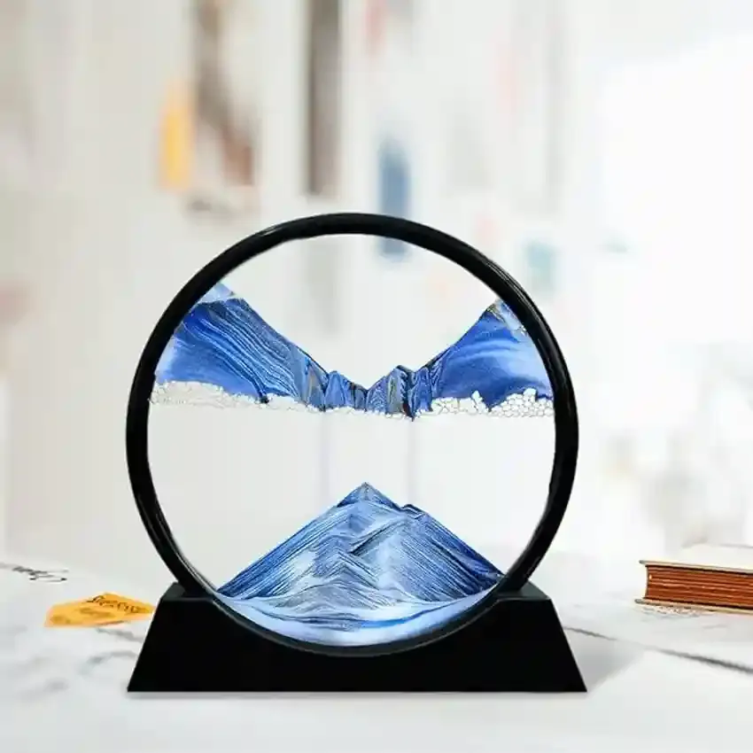 5-inch Moving Sand Art Picture Round Glass 3D Deep Sandscape In Motion Display Flowing Sand Painting Home Desktops Decorations