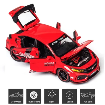 1:32 Honda Civic Type-R Diecasts Toy Vehicles Metal Car Model