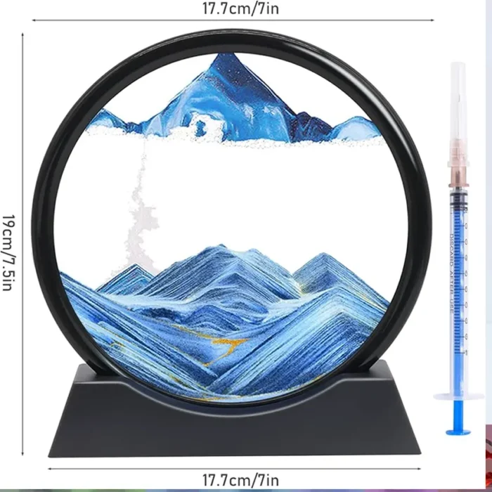 5-inch Moving Sand Art Picture Round Glass 3D Deep Sandscape In Motion Display Flowing Sand Painting Home Desktops Decorations