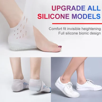 Invisible Height Increase Silicone Socks Gel Heel Pads Orthopaedic Arch Support Very Cushion Soles Insole Foot Massage Unisex