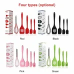 5pcs Silicone Kitchen Utensils Set With Scraper Spatula Egg Beater Heat Resistant Non-stick Baking Tools
