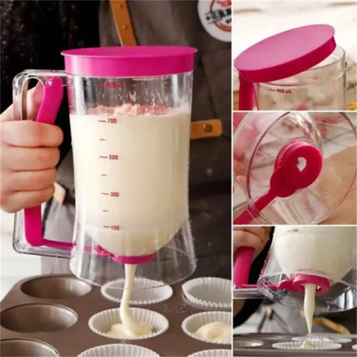 900ml Hand Batter Dispenser Batter Mixer Home Diy Cake Pancake Muffin Baking Waffles Batter Dispenser Cups Cupcakes Baking Tools