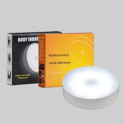 Human Body Sensor Night Light – Mini Sensor Closet Light for Hallways, Balconies, Stairs | USB Rechargeable | 200mAh | White Light | Round Design