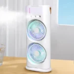 Lumina Portable Desktop Air Conditioner Fan – Colorful Light, Remote Control, Low-Noise Cooling, Mist Spray Feature, Personal Room Cooler