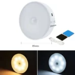 Human Body Sensor Night Light – Mini Sensor Closet Light for Hallways, Balconies, Stairs | USB Rechargeable | 200mAh | White Light | Round Design