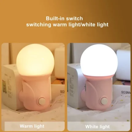 LED PLUG-IN NIGHT LIGHT 2-COLOR BABY NURSING EYE SLEEP LIGHT BEDROOM SOCKET LIGHTS ENERGY SAVING CUTE CORRIDOR LAMP BALCONY