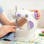 Vof Brand Mini Sewing Machine - Dual Speed Portable Mini Electric Pedal Double Threads Rewind Swing Machine