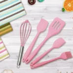 5pcs Silicone Kitchen Utensils Set With Scraper Spatula Egg Beater Heat Resistant Non-stick Baking Tools