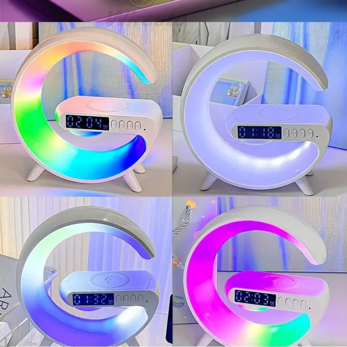 Smart G Lamp Bluetooth Speaker Wireless Charger RGB Alarm Clock Night Light