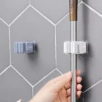 Non Punch Adhesive Wall Mounted Mop Holder Storage Broom Hanger Clip Seamless Mop Hook Bathroom Home Kitchen Organizer Multicolor