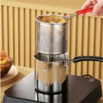 Deep Frying Pot Japanese Tempura Frying Pot Stainless Steel Frying Pot with Strainer Basket Tong for French Fries Chicken