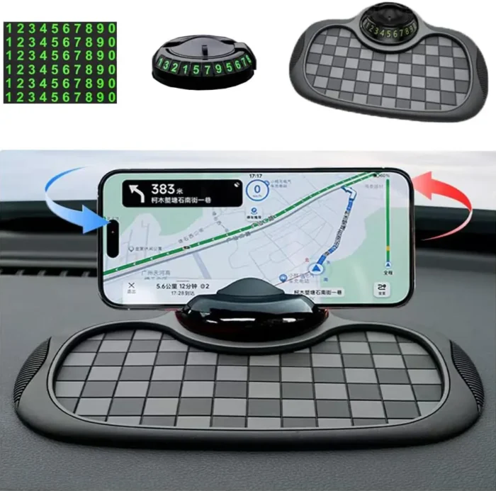 Multifunctional Car Anti-Slip Dashboard Mat Auto Phone Holder (Grid Style) - Image 2