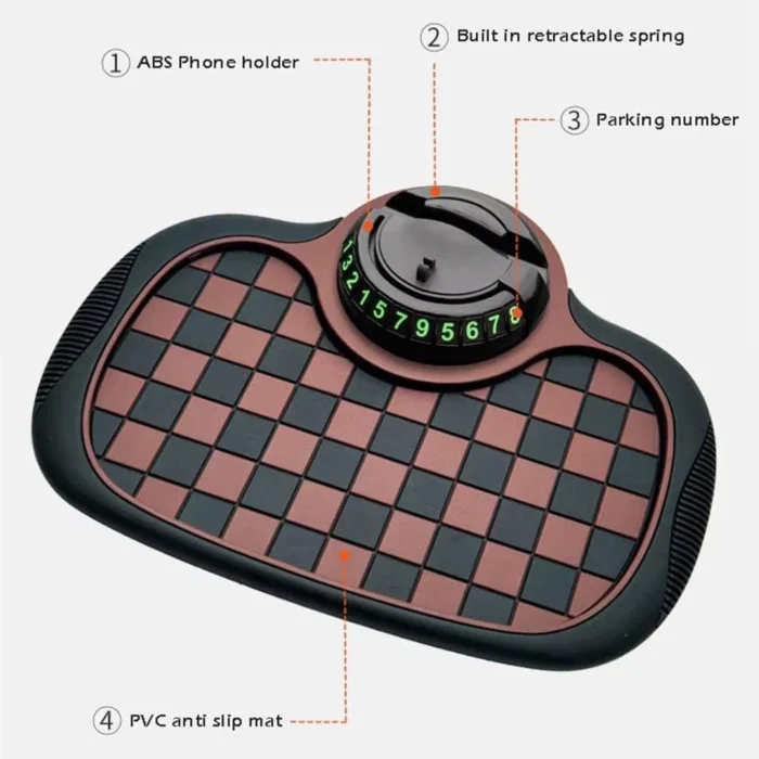 Multifunctional Car Anti-Slip Dashboard Mat Auto Phone Holder (Grid Style) - Image 5
