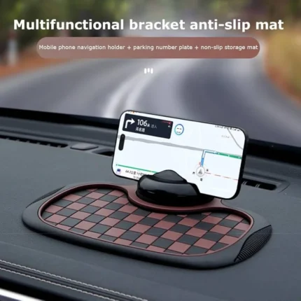 Multifunctional Car Anti-Slip Dashboard Mat Auto Phone Holder (Grid Style)