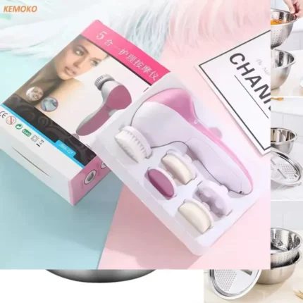 5 In 1 Mini Face Cleansing Spin Brush Skin Beauty Care Massager - Black Head Remover