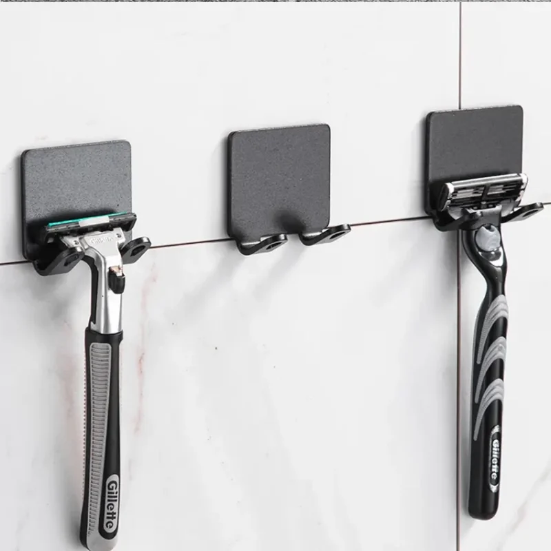 Bathroom Shelf Razor Stand Wall Razor Holder Shower Razor Blade Holder Man Shaver Holder for Bathroom Hook Hanger Shaving Holder