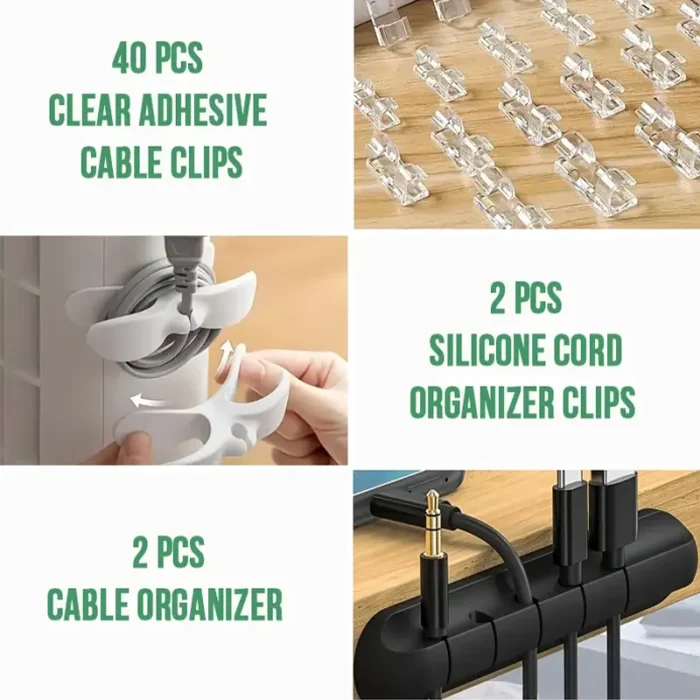 Cable Management Combo Pack - Cable Clip Organizer Combo - Image 1