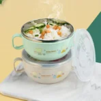 Stainless Steel Baby Feeding Bowl with Spoon - Image 2