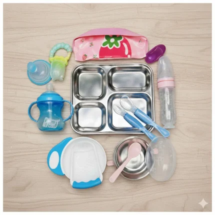 9 Pcs Baby Feeding Combo With Silicone Mumpot
