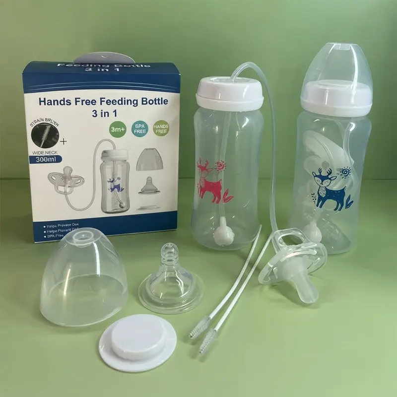 3 in 1 Wide Neck Hands Free Baby Bottle 300ml
